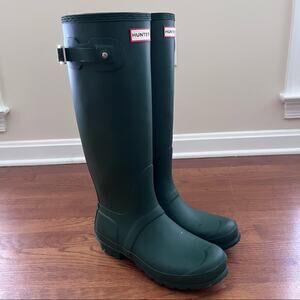Hunter Dark Green Tall Rubber Rain boots Sz 9